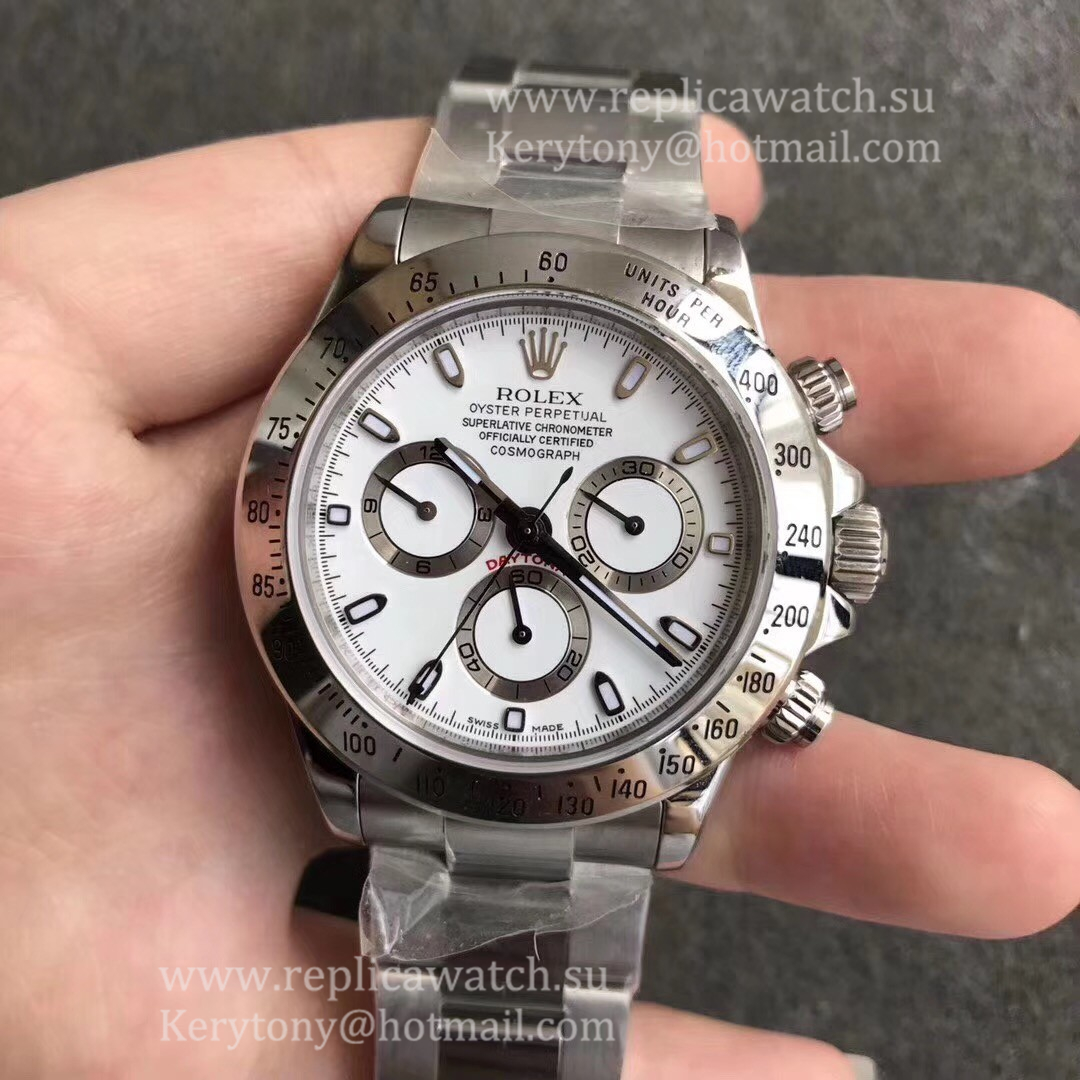 Perfect Replica R01ex Daytona  116520 Noob Factory SS White Dial 7750