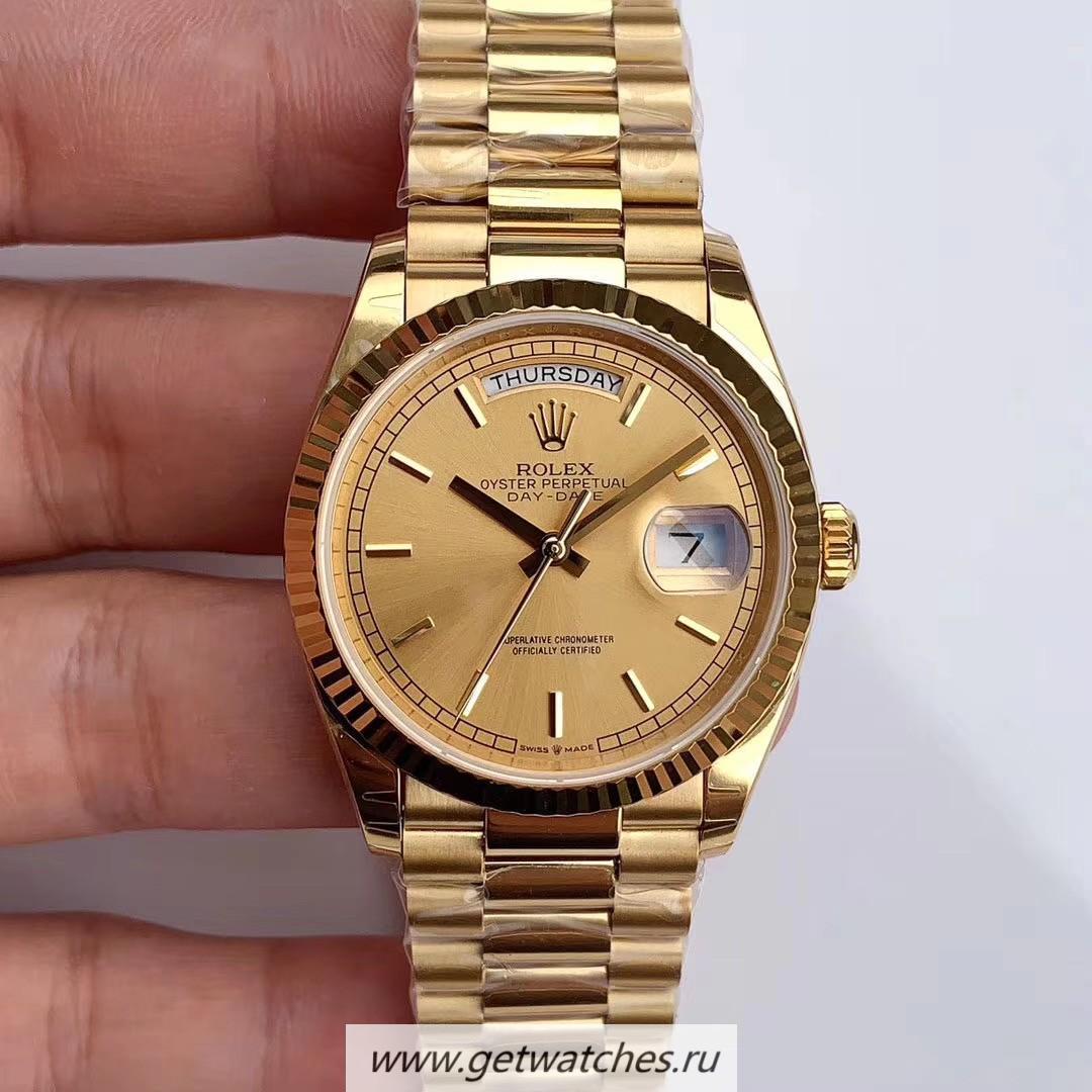 Best Price R01ex Day-Date 36 128238 EWF Yellow Gold Champagne Dial 3255
