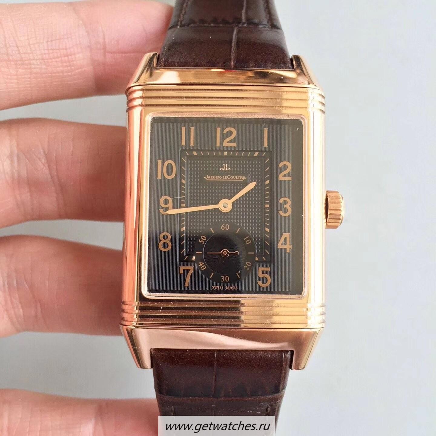 Fake Jaeger-LeCoultre Grande Reverso 986 Noob Factory Rose Gold Black Dial JLC 986