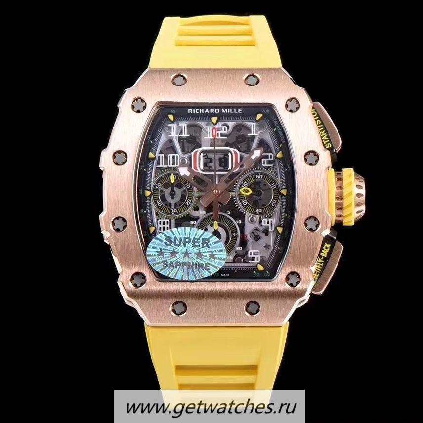 NEW Replica Richard Mille RM011-03 KVF Rose Gold Black Dial 7750