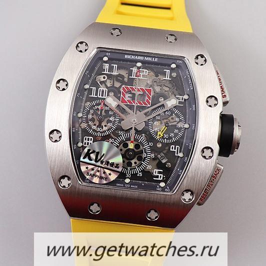 Perfect Replica Richard Mille RM011 Chrono KVF SS Black Dial 7750 V3