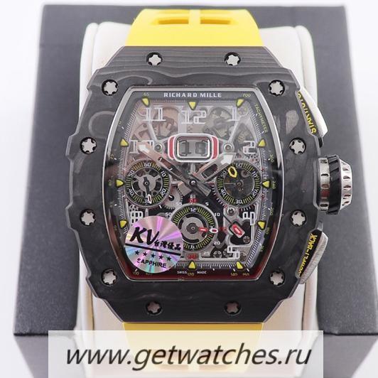 Copy Richard Mille RM011 NTPT Chrono KVF Forged Carbon Black Dial 7750 V2