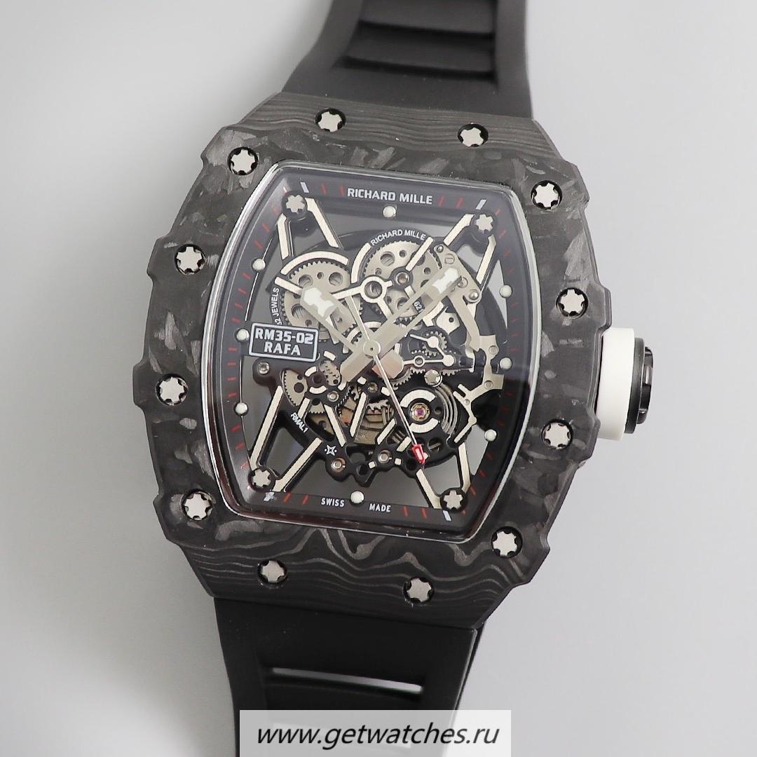 Shop Richard Mille RM035-02 Rafa Nadal KVF V3 Forged Carbon Black Dial Black Strap M8215