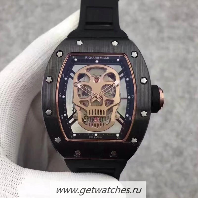 Best Price Richard Mille RM052 KVF Black Ceramic Gold Skull Dial M6T51