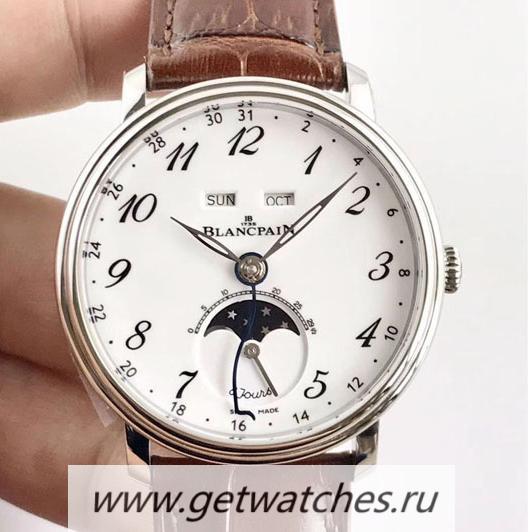 Fake Blancpain Villeret Quantieme Complet 8 Jours 6639-3437-55B OMF SS White Dial 6639